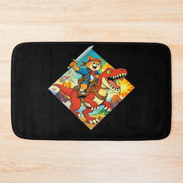 Item preview, Cat Riding A Raptor Cartoon designed and sold by Planetporridge.