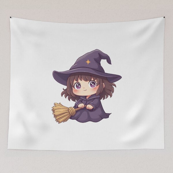 Item preview, Cute Witch on Broom – Cozy Spooky Fantasy Sticker designed and sold by santi-ia.