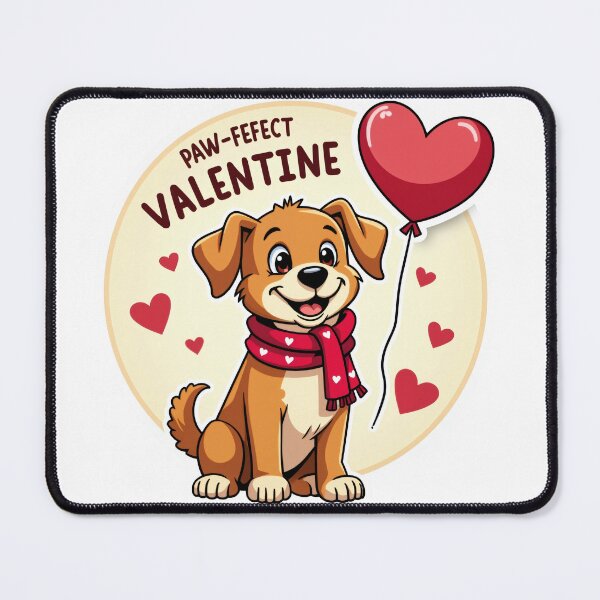 Item preview, Paw-fect Valentine Cute Puppy Dog with Heart Balloon designed and sold by The Grumpy Pet Club.