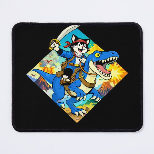 Item preview, Cartoon Cat Riding A Raptor designed and sold by Planetporridge.