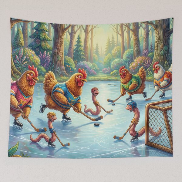 Item preview, Chickens Playing Hockey with Earthworms designed and sold by M-Y-A-R-T-.