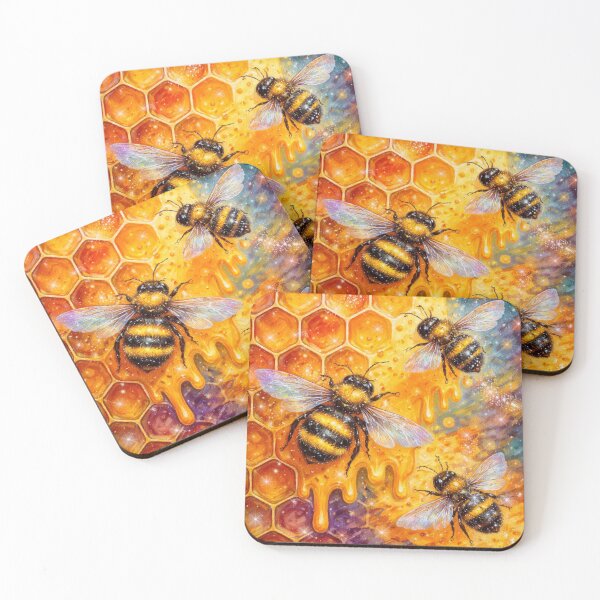 Item preview, sparkly honey comb bees things that fly whimsical designed and sold by PilotandPlane.