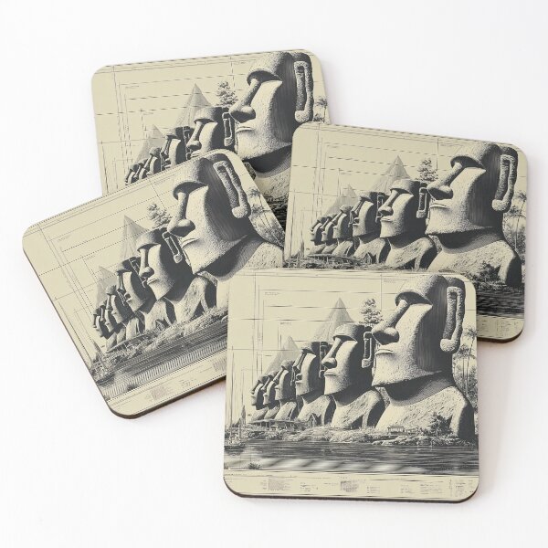 Item preview, Moai Statues by the Sea designed and sold by lautir.