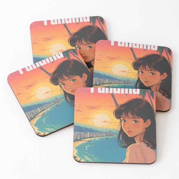 Item preview, Anime Girl Walking Along the Amador Causeway in Pastel Coastal Scene designed and sold by JacksoonLester.