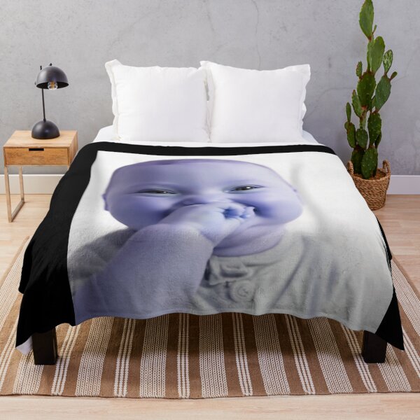 Item preview, Sweet Giggling Baby – Adorable Black and White Portrait designed and sold by  MOHAMED.