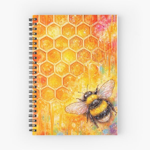 Item preview, colorful honeycomb pattern painting with bumble bee corner designed and sold by PilotandPlane.