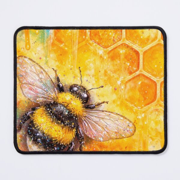 Item preview, colorful honeycomb pattern painting with bumble bee corner designed and sold by PilotandPlane.