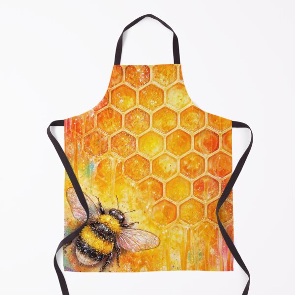 Item preview, colorful honeycomb pattern painting with bumble bee corner designed and sold by PilotandPlane.