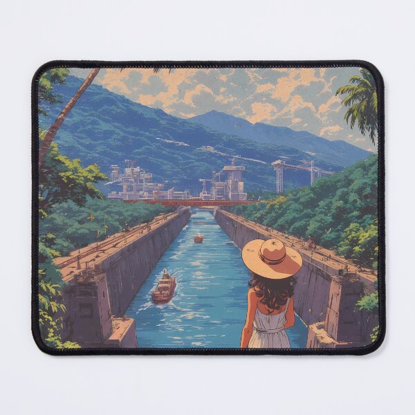 Item preview, Anime Girl Contemplating the Panama Canal in Soft Pastel Tones designed and sold by JacksoonLester.