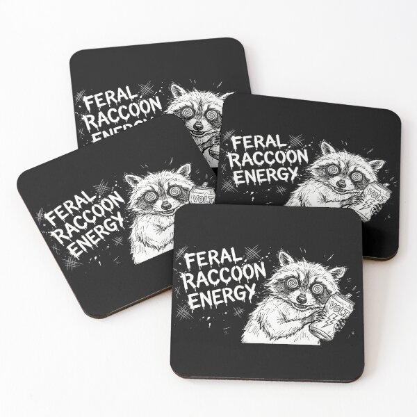 Item preview, Feral Raccoon Energy - Chaotic Punk Rock Trash Panda Meme designed and sold by blakfrog.