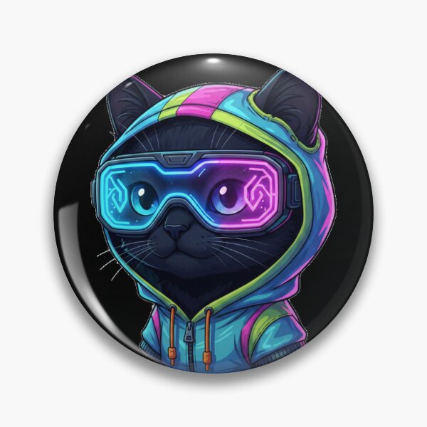 Artikelvorschau, Neon Cyberpunk Katze – Futuristische Gamer-Katze mit VR-Brille entworfen und verkauft von Maclaw200d.