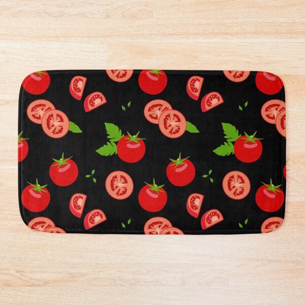Item preview, Ripe Tomatoes and Leaves Pattern on Black designed and sold by CreativeBridge.