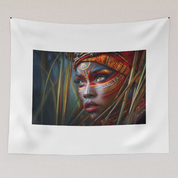 Item preview, Stunning Portrait with Vibrant Tribal Face Paint designed and sold by Artessie.