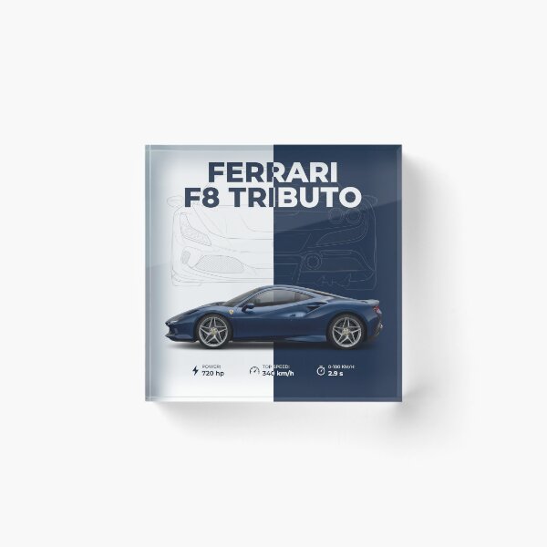 Item preview, Póster artístico del Ferrari F8 Tributo Supercar Blue Power Speed designed and sold by AbstractAuraArt.