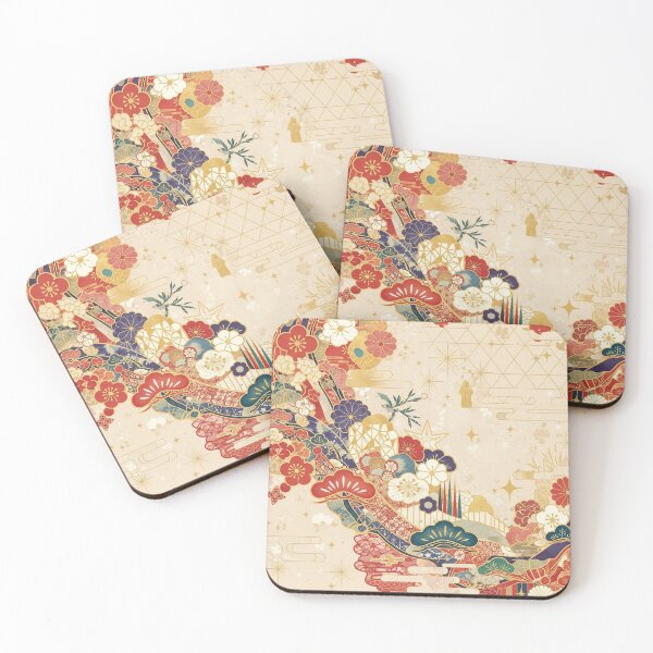 Item preview, Elegant Japanese Traditional Pattern with Red Plum and Gold designed and sold by Musubi-wa.