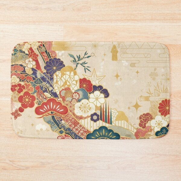 Item preview, Elegant Japanese Traditional Pattern with Red Plum and Gold designed and sold by Musubi-wa.