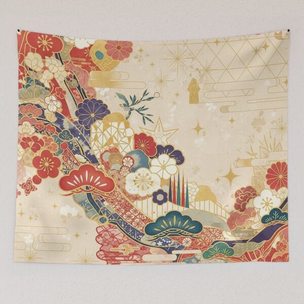 Item preview, Elegant Japanese Traditional Pattern with Red Plum and Gold designed and sold by Musubi-wa.