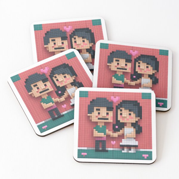 Item preview, 2D Pixel Couple Icon Valentine Day Flat Sprite Love Relationship Symbol designed and sold by BankMano.