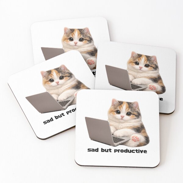 Item preview, Sad But sad Productive Calico Cat designed and sold by sad-but-cute studio.