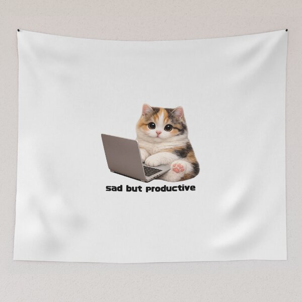 Item preview, Sad But sad Productive Calico Cat designed and sold by sad-but-cute studio.