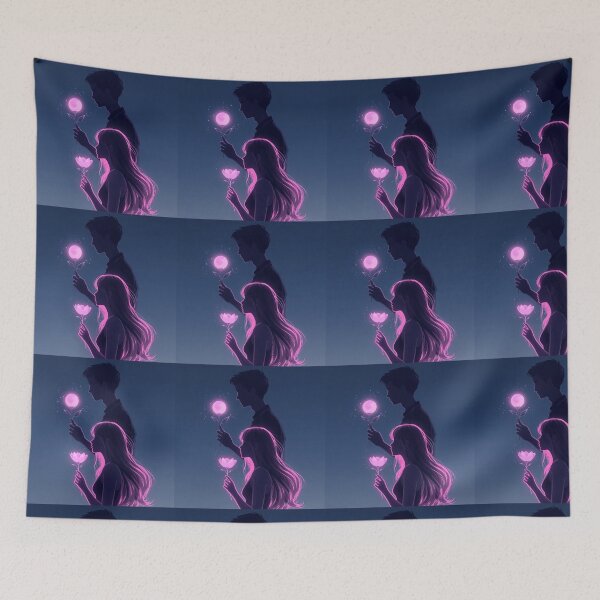 Item preview, Moonlit Romance: Dreamy Silhouettes of a Young Couple Under a Starry Sky designed and sold by PixelVibe782.