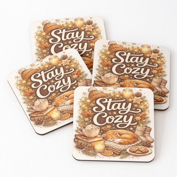 Item preview, Stay Cozy – Warm Winter Fox & Cocoa Illustration for Home Décor designed and sold by Artflare Studio.
