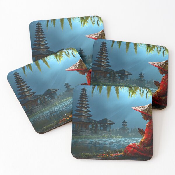 Item preview, Tranquil Moment in Balinese Temple by the Lake designed and sold by Artessie.