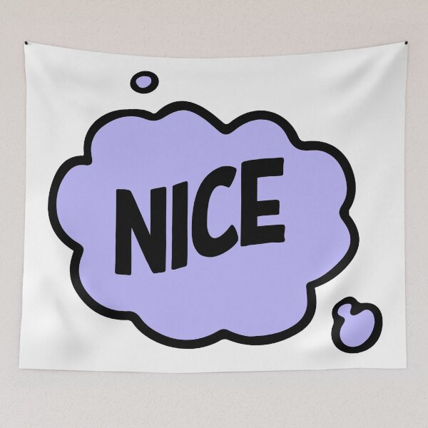Item preview, Minimalist comic statement featuring the word "NICE" in a soft speech bubble shape. designed and sold by New Vision by ToMz.
