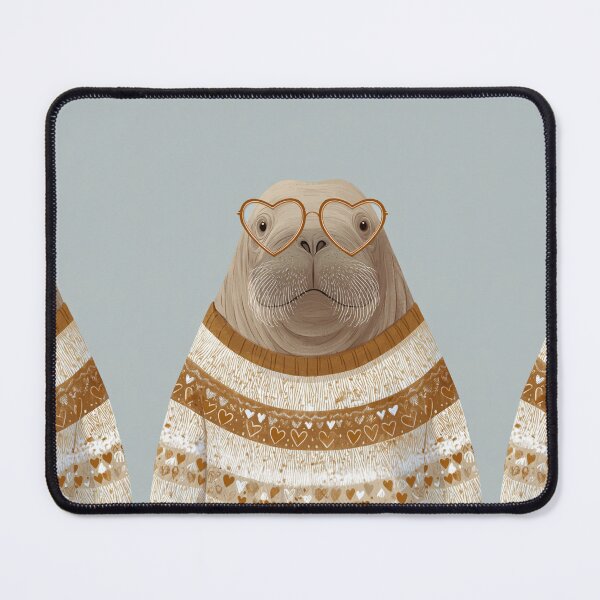 Item preview, Walrus in a sweater wearing heart glasses valentines day card designed and sold by MendaciousMina.