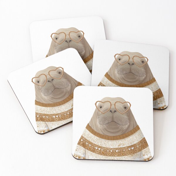 Item preview, Walrus in a sweater wearing heart glasses valentines day card designed and sold by MendaciousMina.