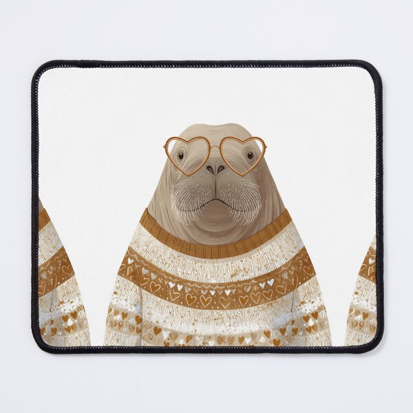 Item preview, Walrus in a sweater wearing heart glasses valentines day card designed and sold by MendaciousMina.