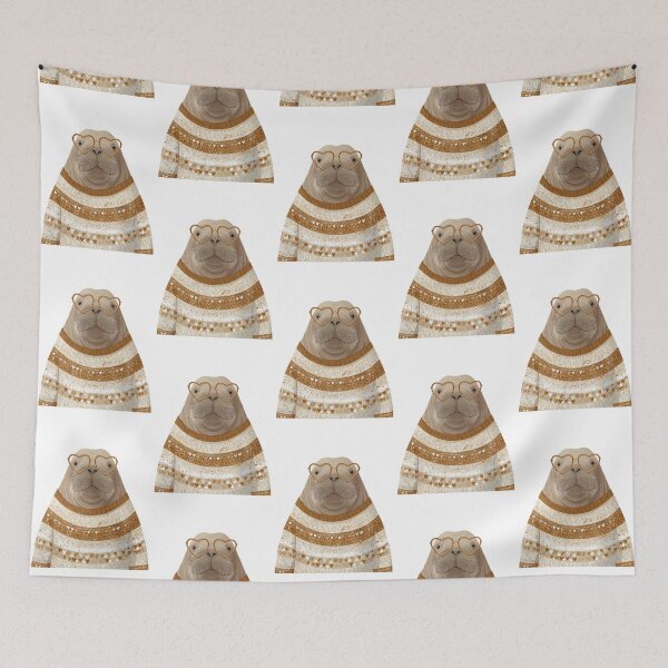 Item preview, Walrus in a sweater wearing heart glasses valentines day card designed and sold by MendaciousMina.