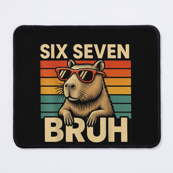 Item preview, Six Seven Bruh Capybara Retro Vintage Funny 67 Meme Art for Men Women Kids , Capybara Gift Lover designed and sold by DZIRI NAJAT.