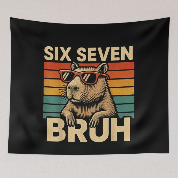 Item preview, Six Seven Bruh Capybara Retro Vintage Funny 67 Meme Art for Men Women Kids , Capybara Gift Lover  designed and sold by DZIRI NAJAT.