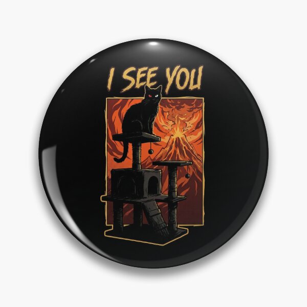Item preview, I See You Funny Black Cat Dark Fantasy Volcano Parody designed and sold by Fenay Designs.