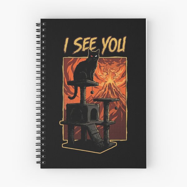 Item preview, I See You Funny Black Cat Dark Fantasy Volcano Parody designed and sold by Fenay Designs.
