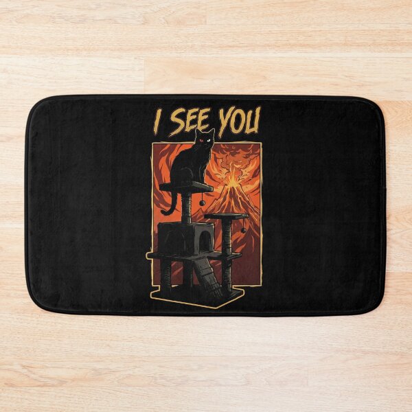 Item preview, I See You Funny Black Cat Dark Fantasy Volcano Parody designed and sold by Fenay Designs.