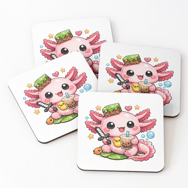 Item preview, Cute Gamer Axolotl Drinking Bubble Tea Kawaii Fantasy Art designed and sold by RetroPop23.