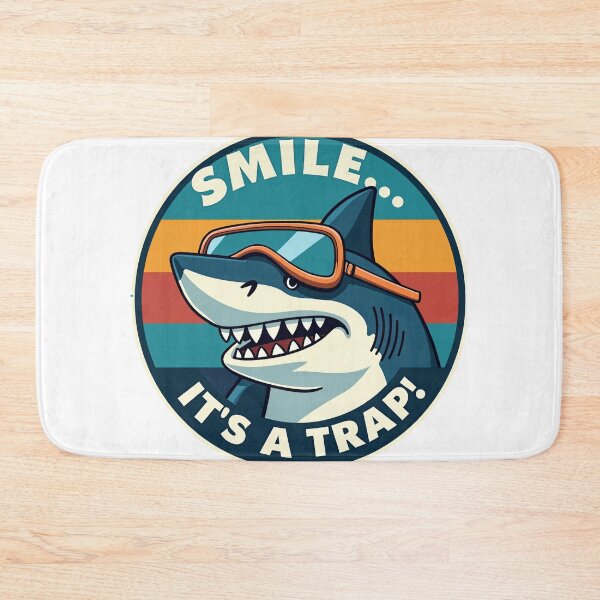 Item preview, Smile It's A Trap Funny Retro Shark Sarcastic designed and sold by The Grumpy Pet Club.