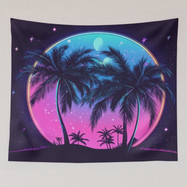Item preview, Vibrant tropical scene at night designed and sold by anytka.