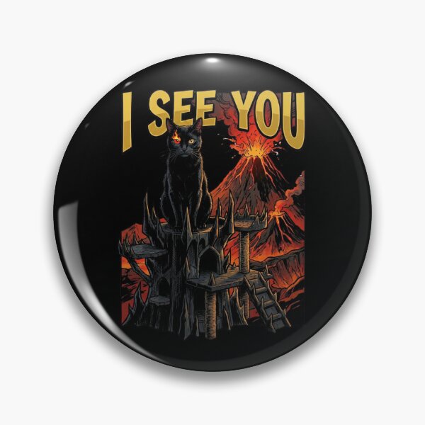 Item preview, I See You Funny Evil Black Cat with Flaming Eye on Dark Tower Parody designed and sold by Fenay Designs.
