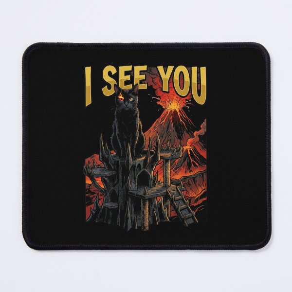 Item preview, I See You Funny Evil Black Cat with Flaming Eye on Dark Tower Parody designed and sold by Fenay Designs.