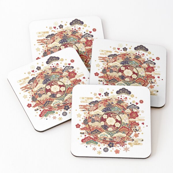 Item preview, Circular Japanese Tradition: Lucky Pine and Plum Blossoms designed and sold by Musubi-wa.