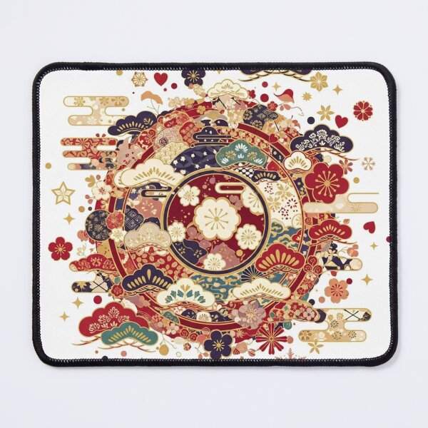 Item preview, Circular Japanese Tradition: Lucky Pine and Plum Blossoms designed and sold by Musubi-wa.
