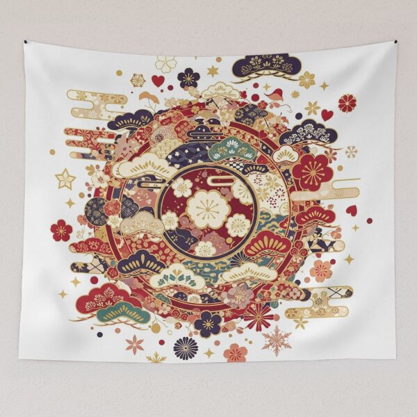 Item preview, Circular Japanese Tradition: Lucky Pine and Plum Blossoms designed and sold by Musubi-wa.