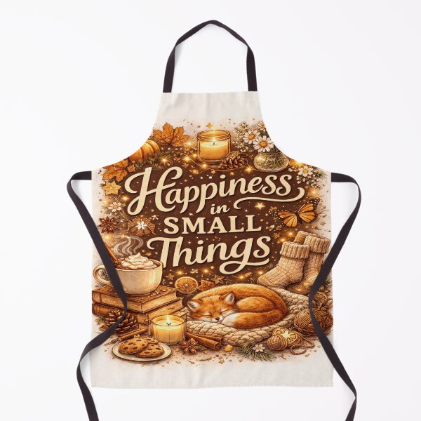Item preview, Happiness in Small Things – Cozy Autumn Fox & Cocoa Inspirational Art Print designed and sold by Artflare Studio.