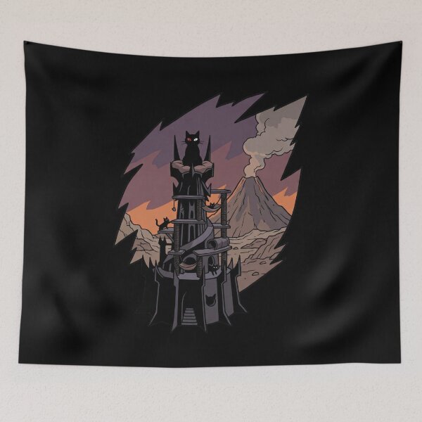 Item preview, Funny Black Cat Dark Fantasy Tower Volcano Parody designed and sold by Fenay Designs.