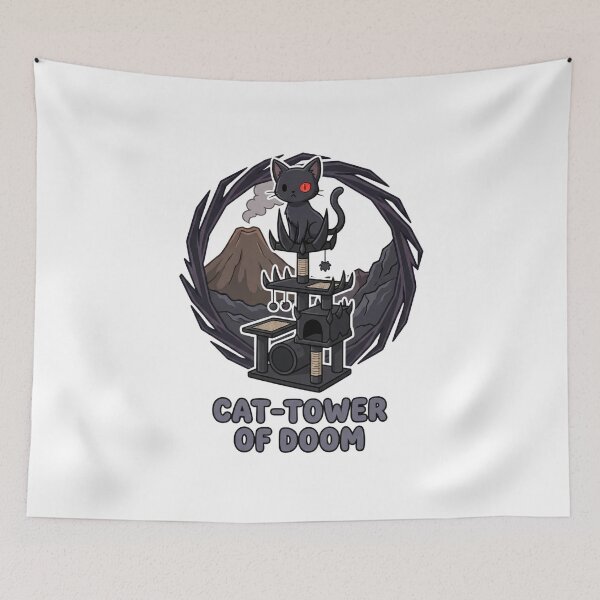 Item preview, Cat Tower Of Doom Funny Black Cat Fantasy Parody designed and sold by Fenay Designs.