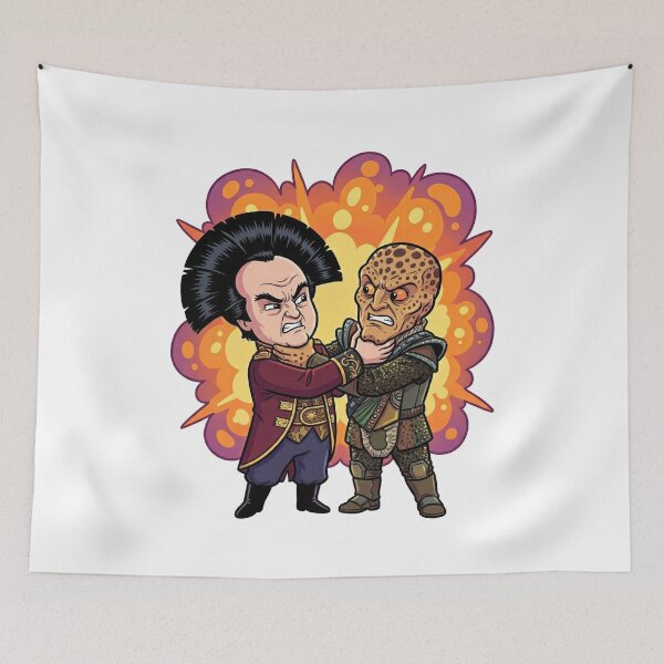 Item preview, Funny Sci-Fi Alien Rivals Strangling Cartoon Parody designed and sold by Fenay Designs.