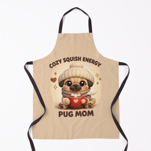 Item preview, Cozy Squish Energy Pug Mom – Winter Cocoa Plush Pup Tee designed and sold by dogmomtees.